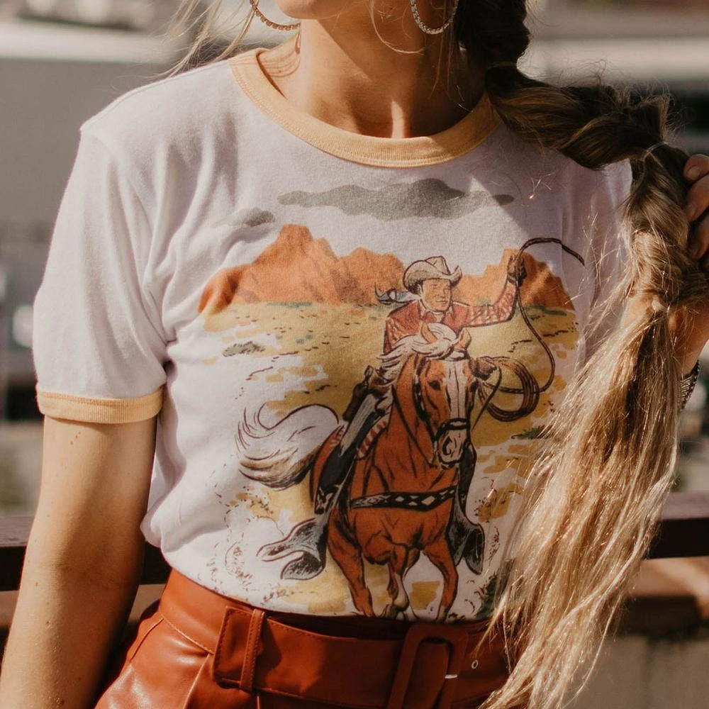 Gina Tees - GINA Lasso Cowboy Tee All Apparel 1 Gina Tees - GINA Lasso Cowboy Tee All Apparel