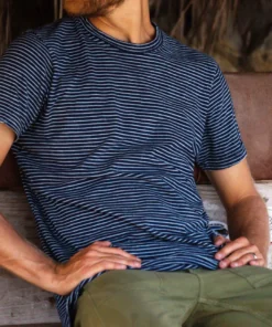 Iron & Resin True Blue Indigo Stripe Tee